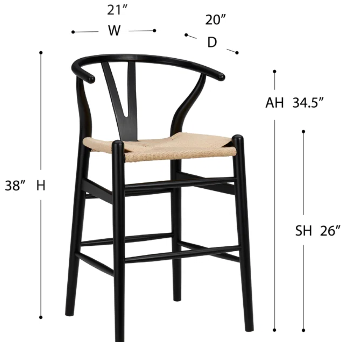 Counter-height Solid Wood Stool in Black🍷