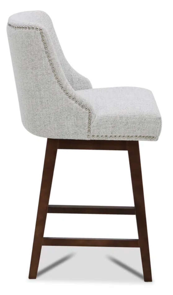 Grey Upholstered Swivel Counter Height Stool w/ Metal Frame🍸