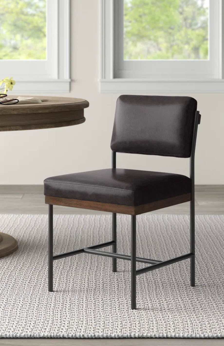 Four Hands black leather & oak wood accent Chairš·