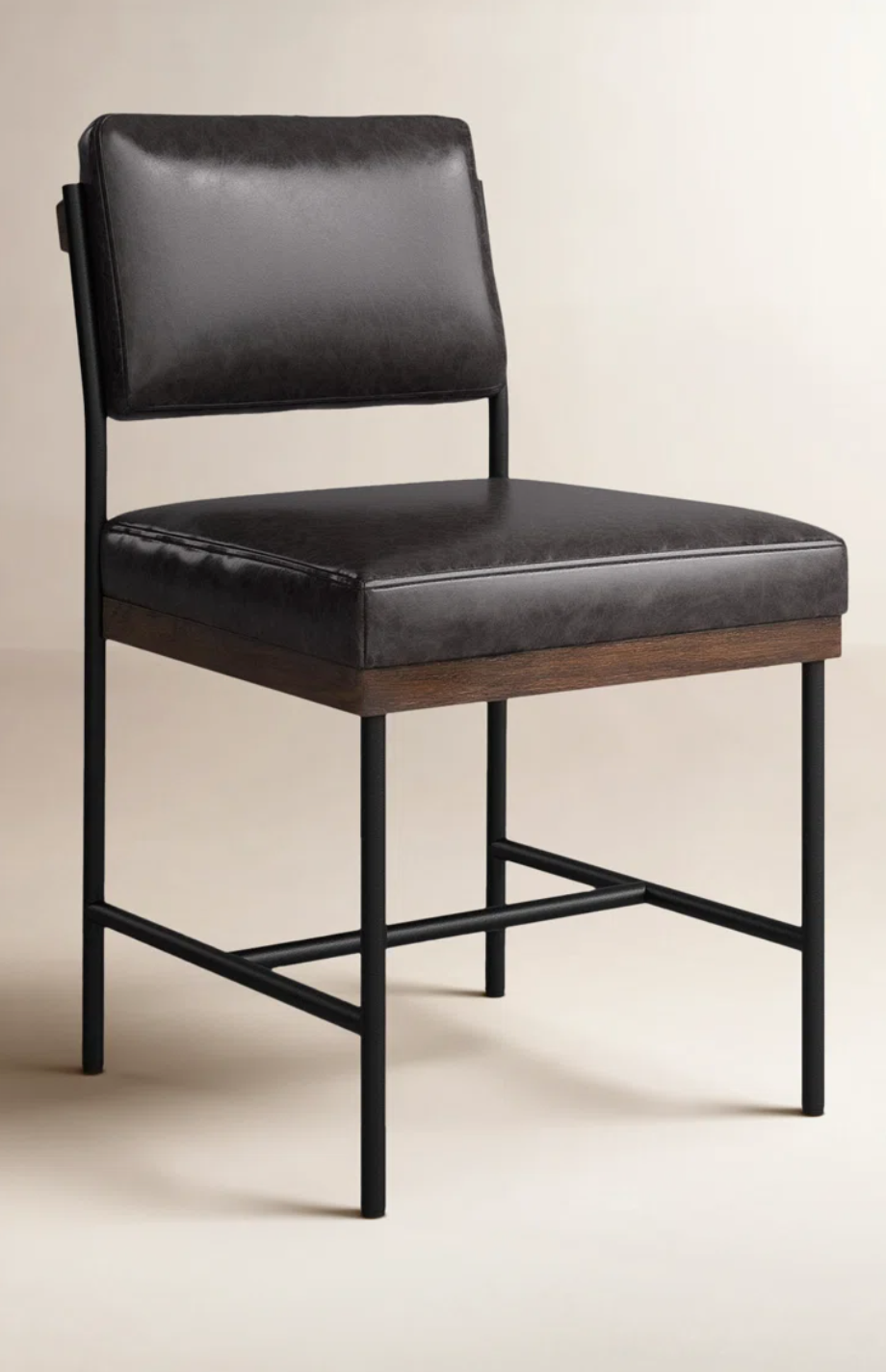 Four Hands black leather & oak wood accent Chairš·