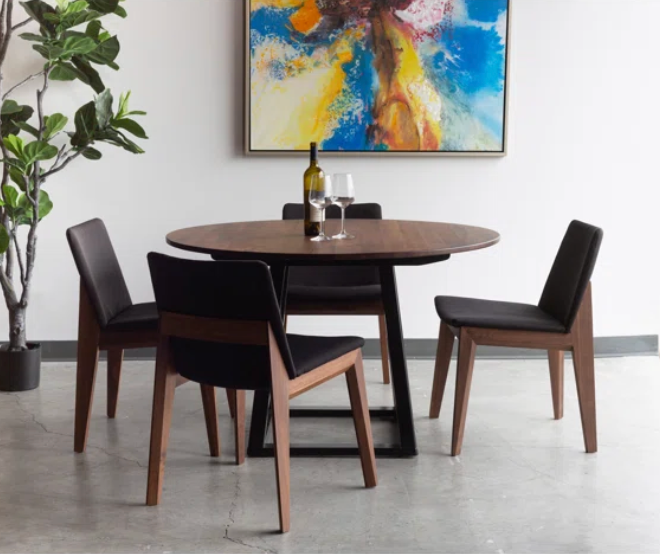 2 modern wood grey upholstered dining chairs🍷