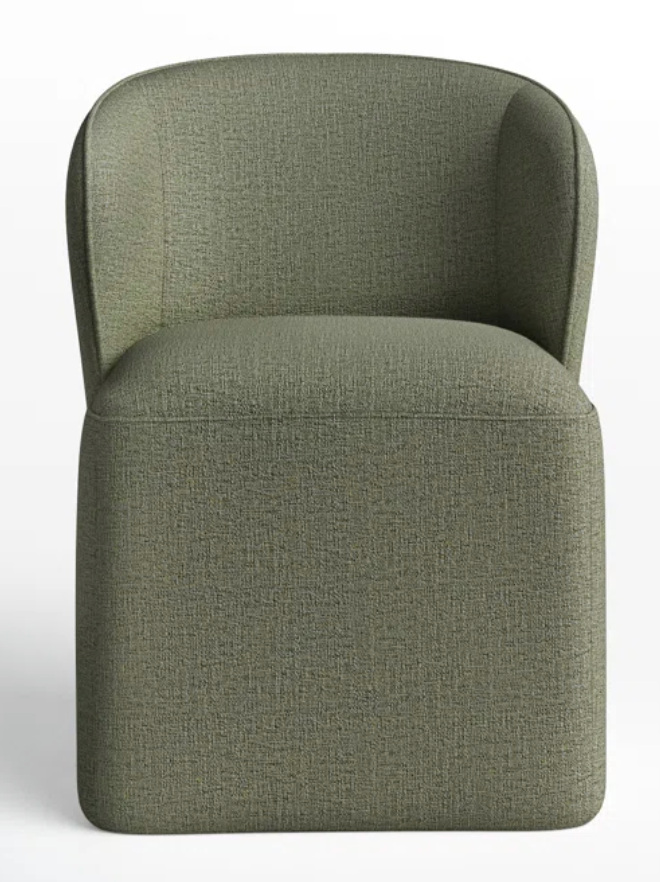 Green tweed upholstered chair w/ casters🫒