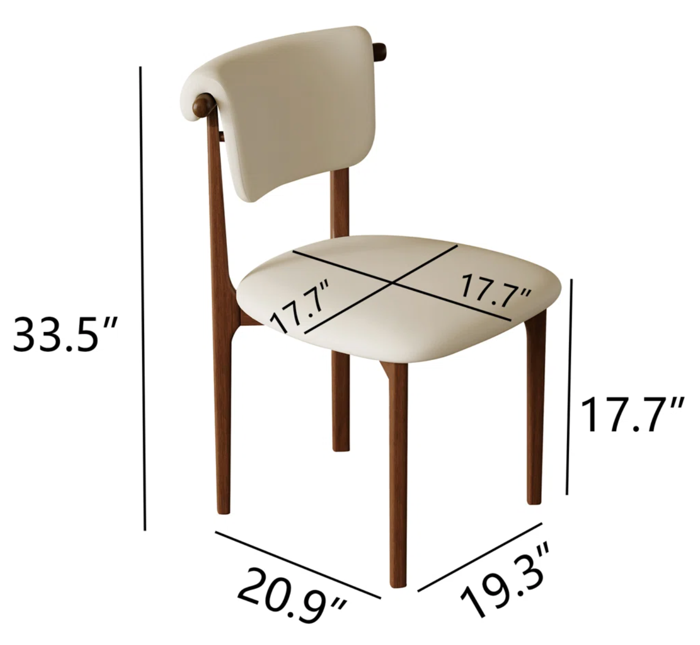 2 minimalist solid wood dining chairs w/ beige padded beige cushion 🪑