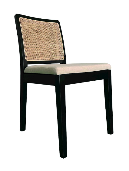 2 natural rattan & black elm dining chairs🪑