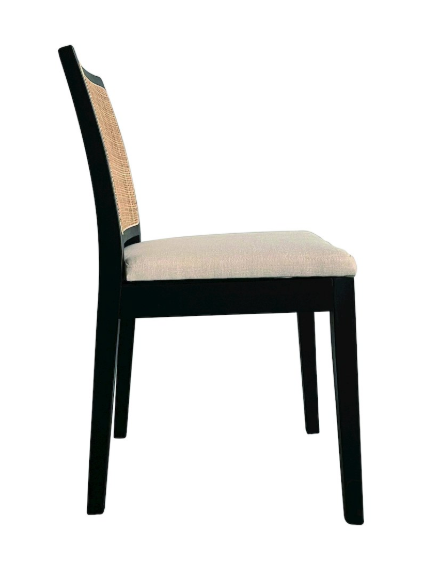 2 natural rattan & black elm dining chairs🪑
