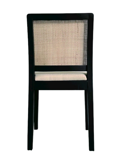 2 natural rattan & black elm dining chairs🪑