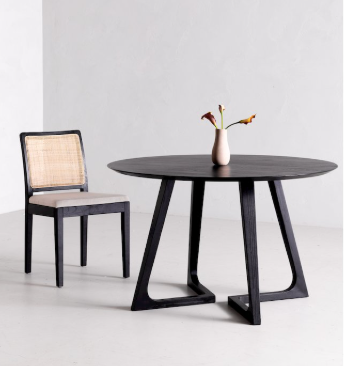 2 natural rattan & black elm dining chairs🪑