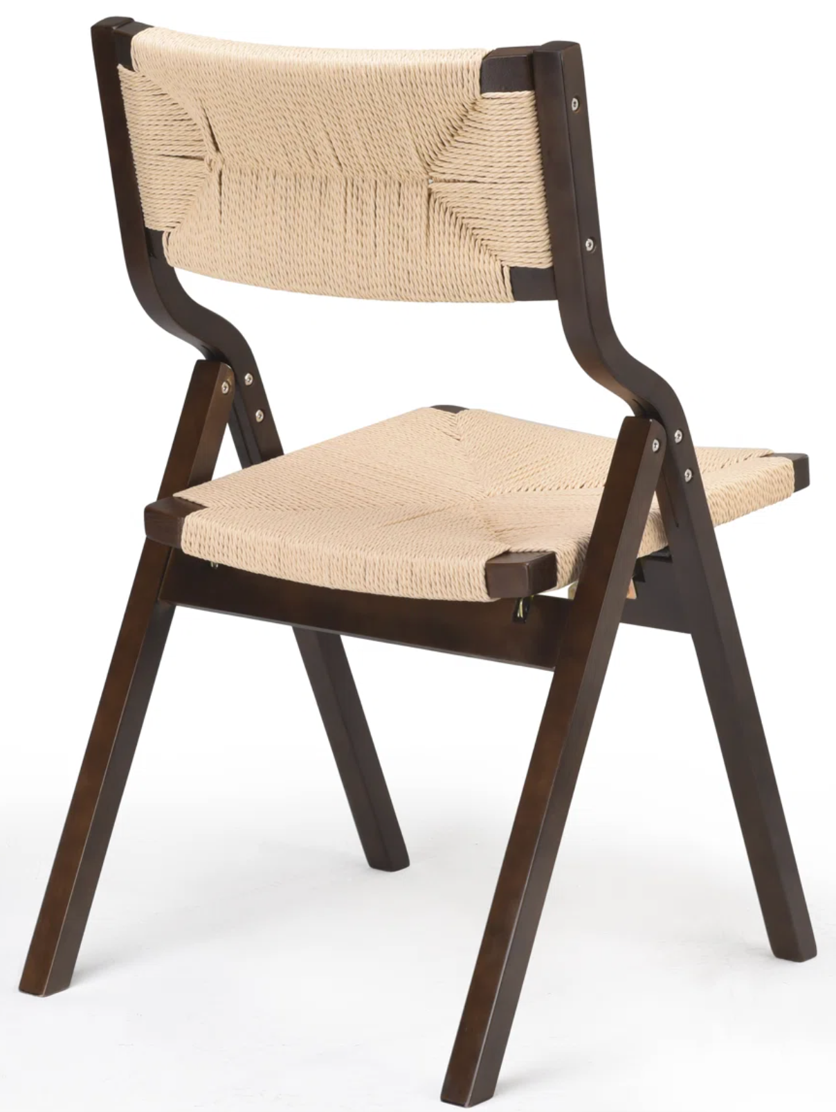 2 walnut wood folding chairs w/ woven back & seat🌻