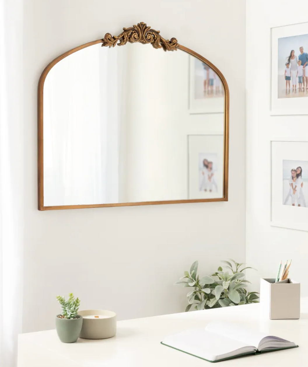 31x40 Classic Baroque Inspired Gold Arch Mirror🪞