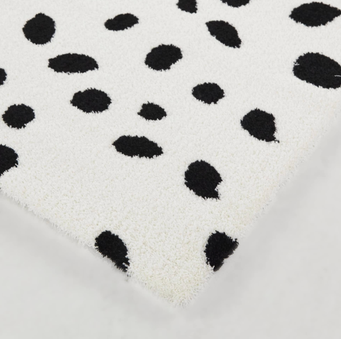 8x10 White & Black Abstract Dots Area Rug🐄