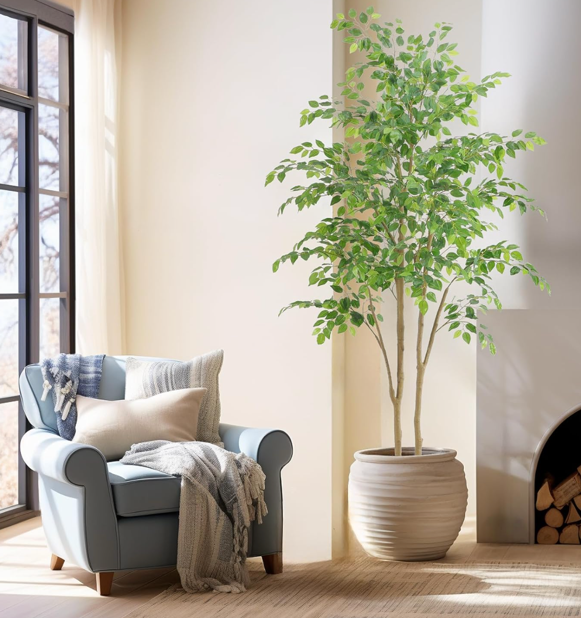 7ft faux potted ficus tree 🌿
