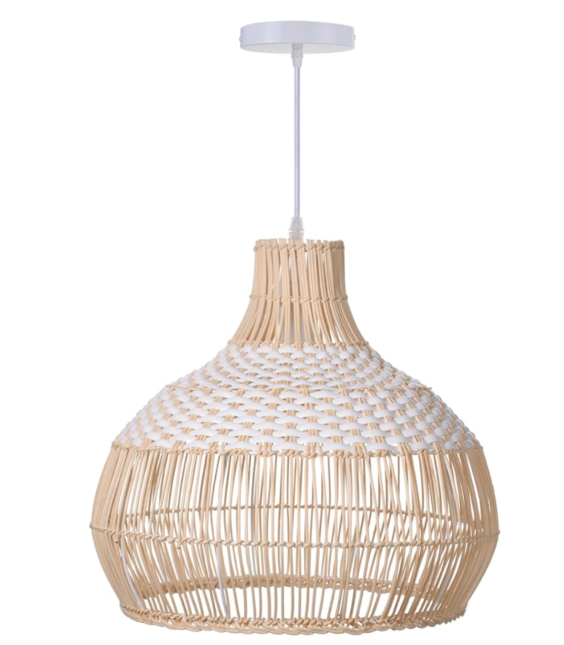 White rattan coastal 14" chandelier 🤍