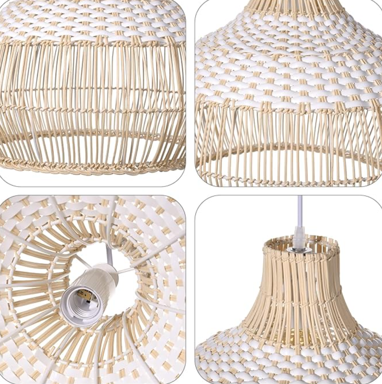 White rattan coastal 14" chandelier 🤍