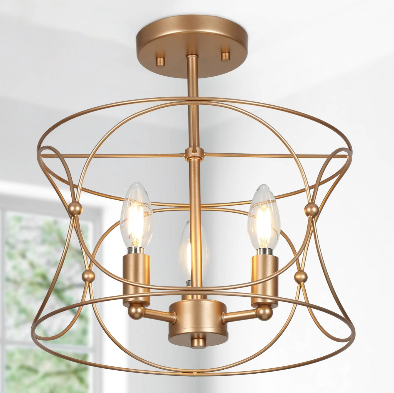 Modern farmhouse gold lantern drum chandelier 💫
