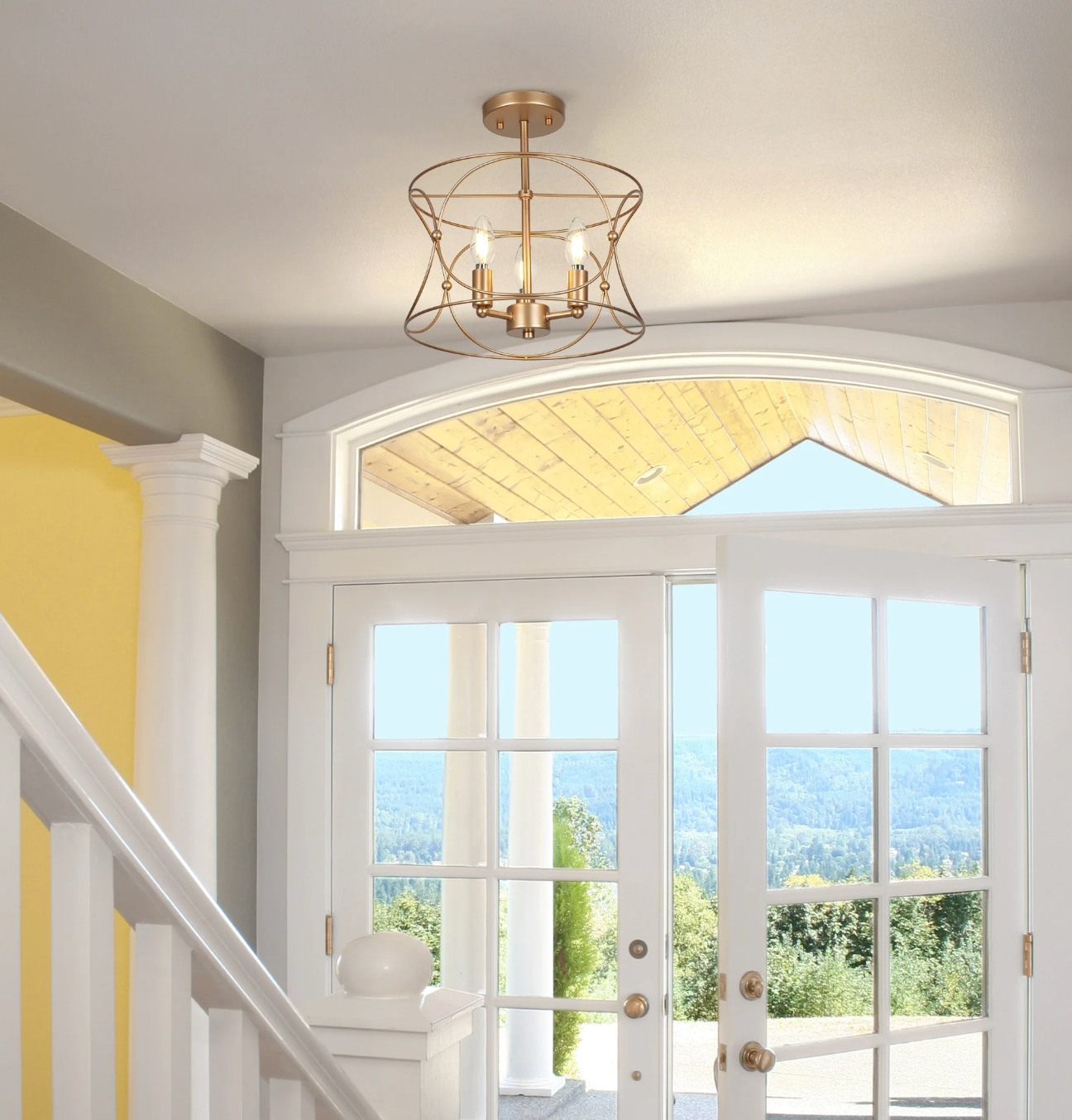 Modern farmhouse gold lantern drum chandelier 💫