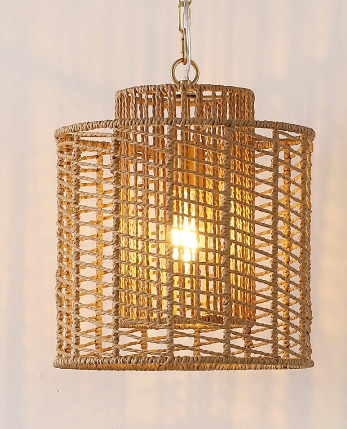 Woven 12" drum shade pendant 🌻