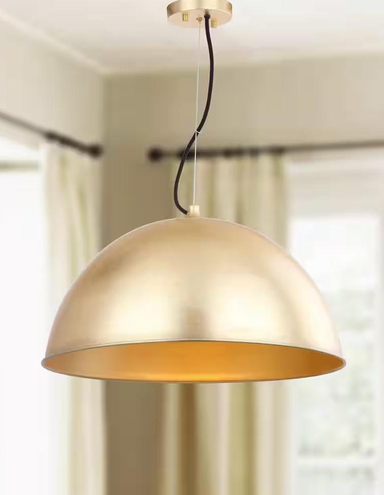 Adjustable gold leaf 21" dome pendant light 💫