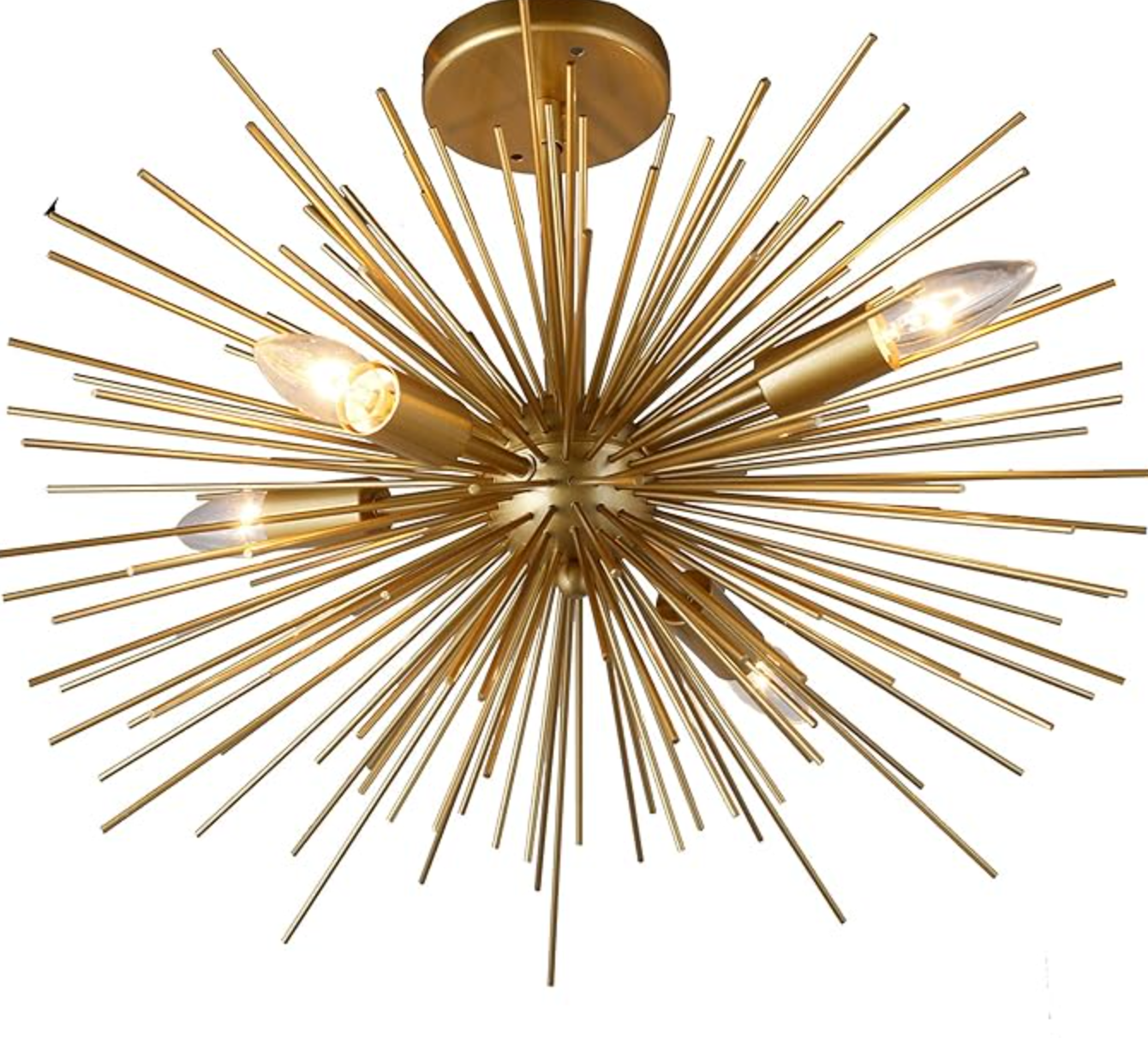 MCM gold Sputnik starburst 20" semi-flush mount chandelier ✨