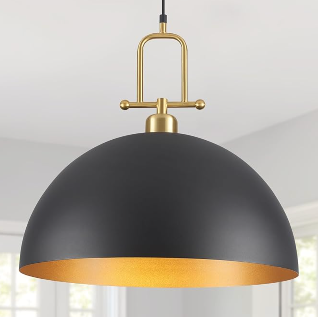 Large black & gold 20" modern pendant light ✨