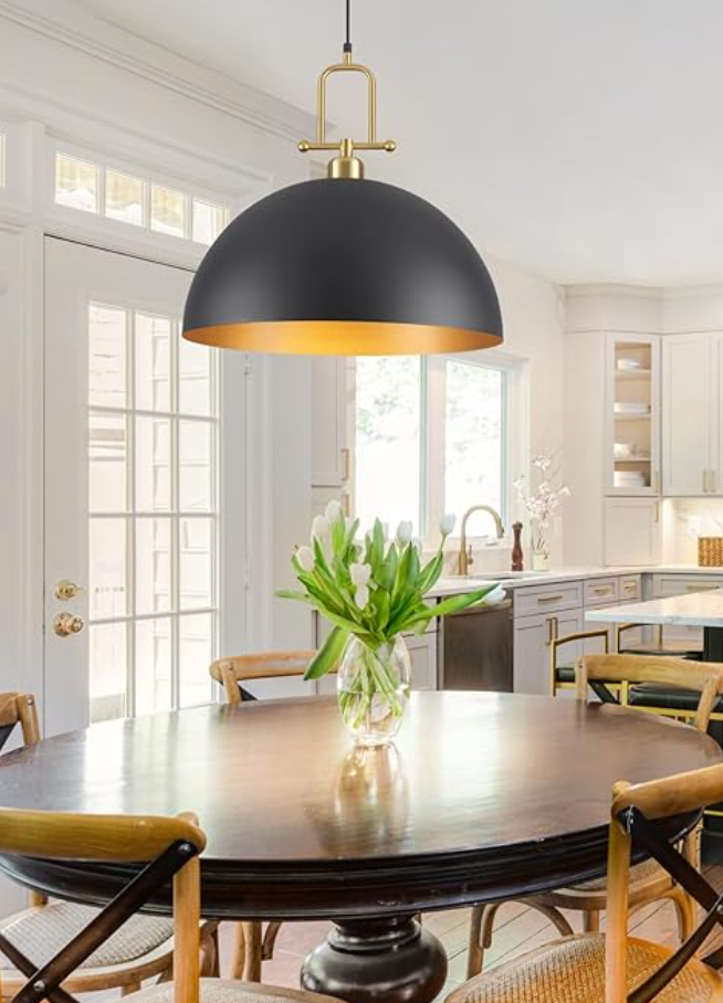 Large black & gold 20" modern pendant light ✨