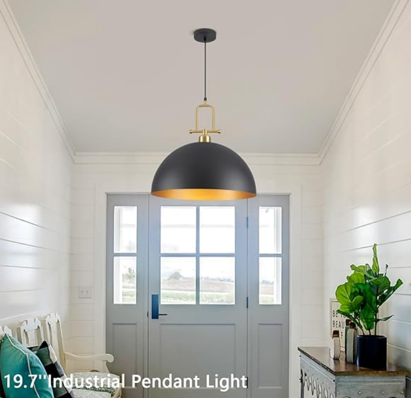 Large black & gold 20" modern pendant light ✨