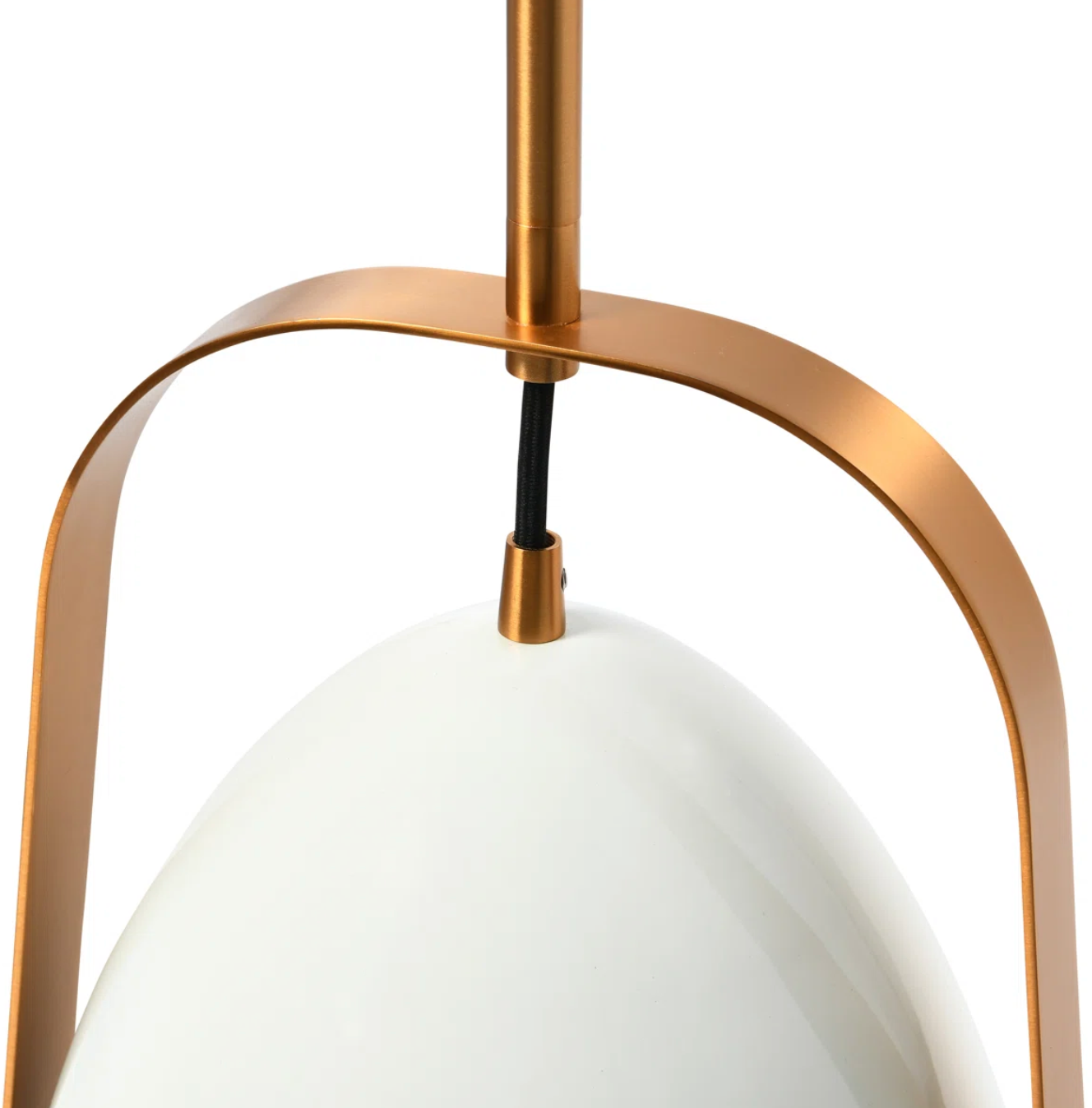 White & brushed gold 1-light modern 2-tone metal pendant 🤍