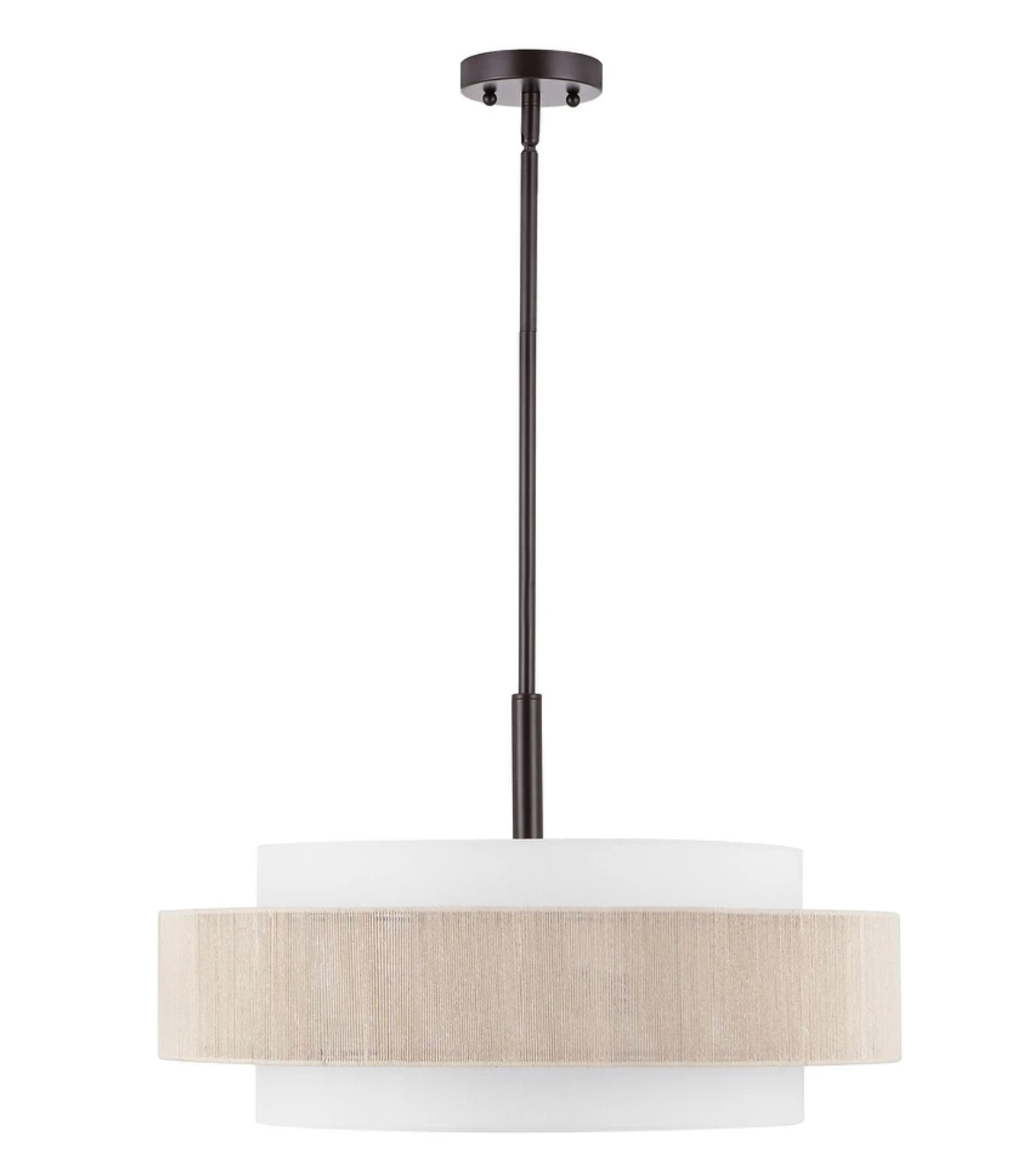 5-Light double-shaded dimmable drum chandelier w/ woven center 🌼