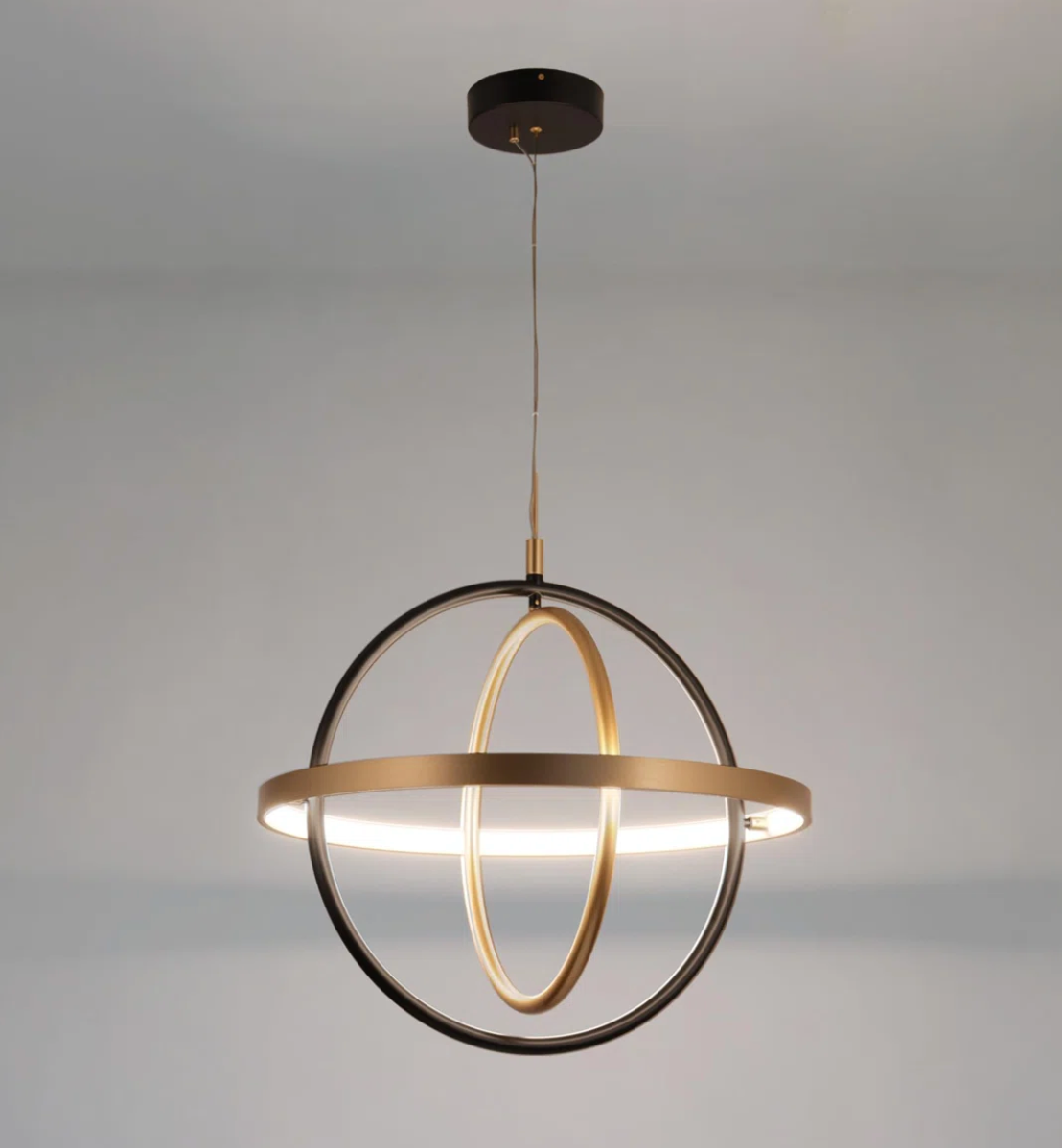 Black & gold 1-light unique globe modern LED chandelier 💫