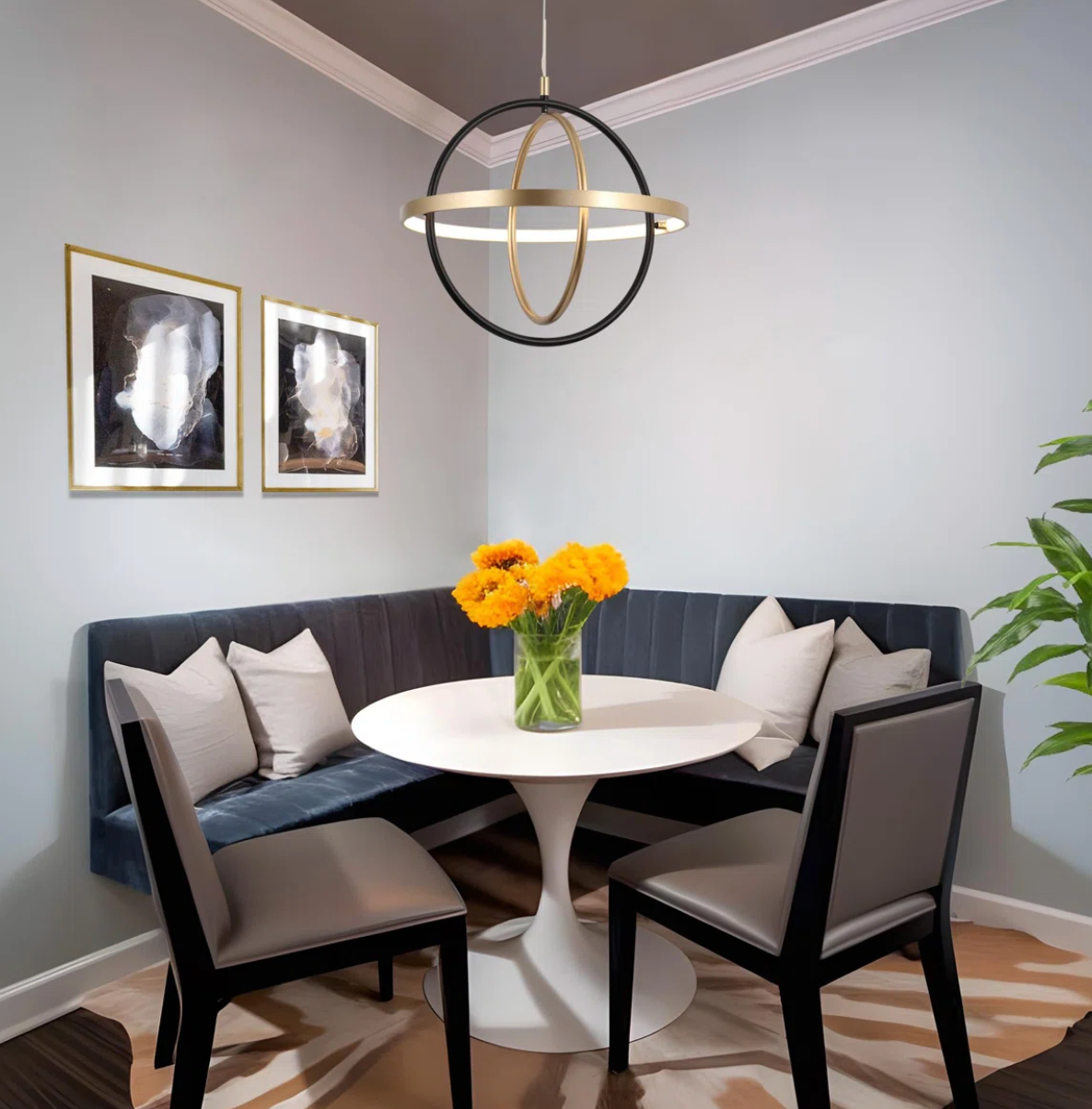 Black & gold 1-light unique globe modern LED chandelier 💫