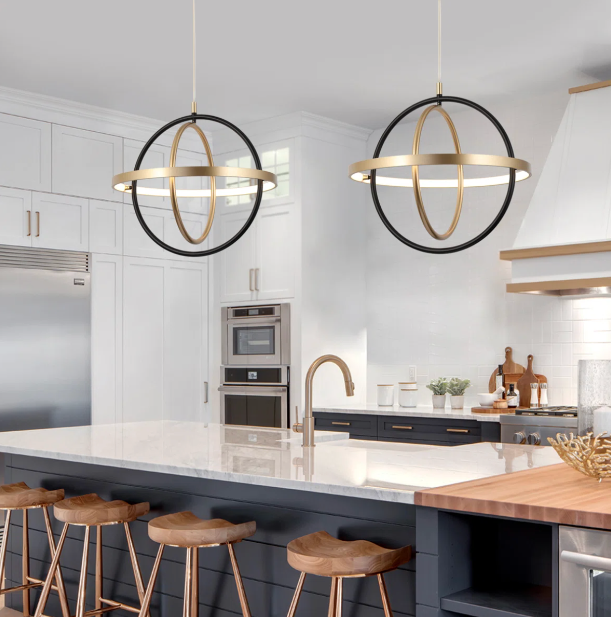 Black & gold 1-light unique globe modern LED chandelier 💫