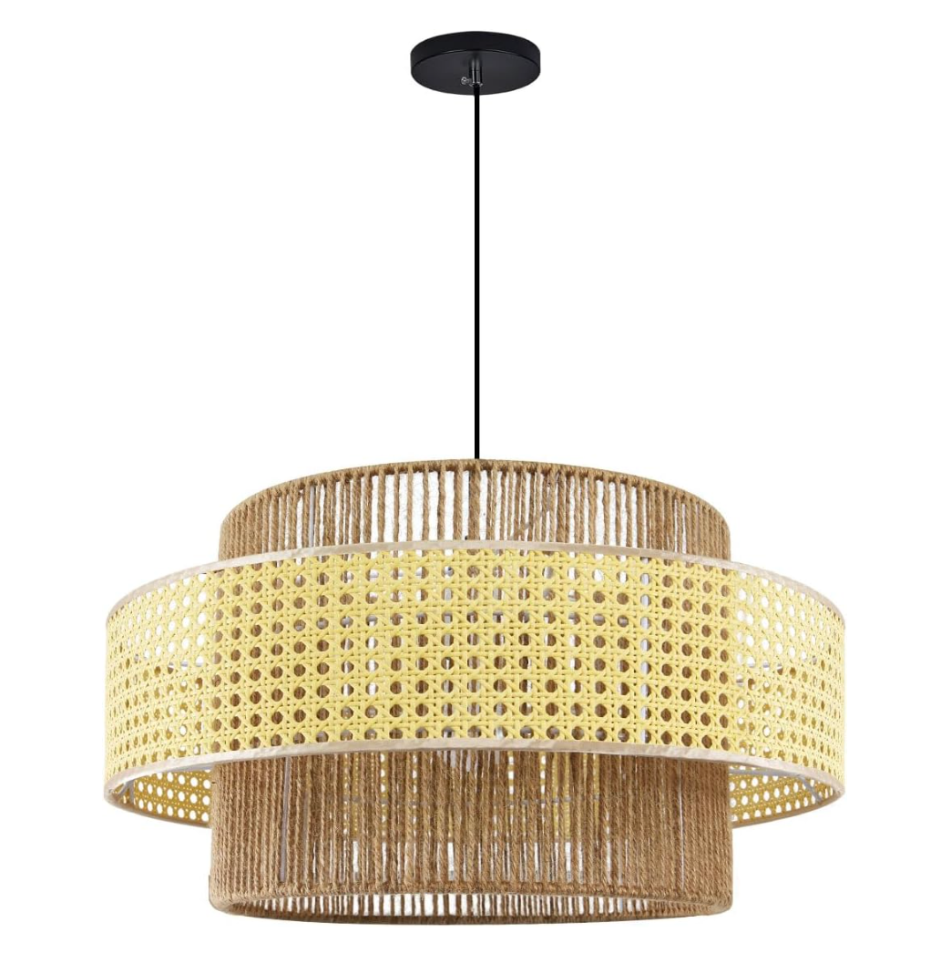 Handwoven 20" woven rattan chandelier 🌻