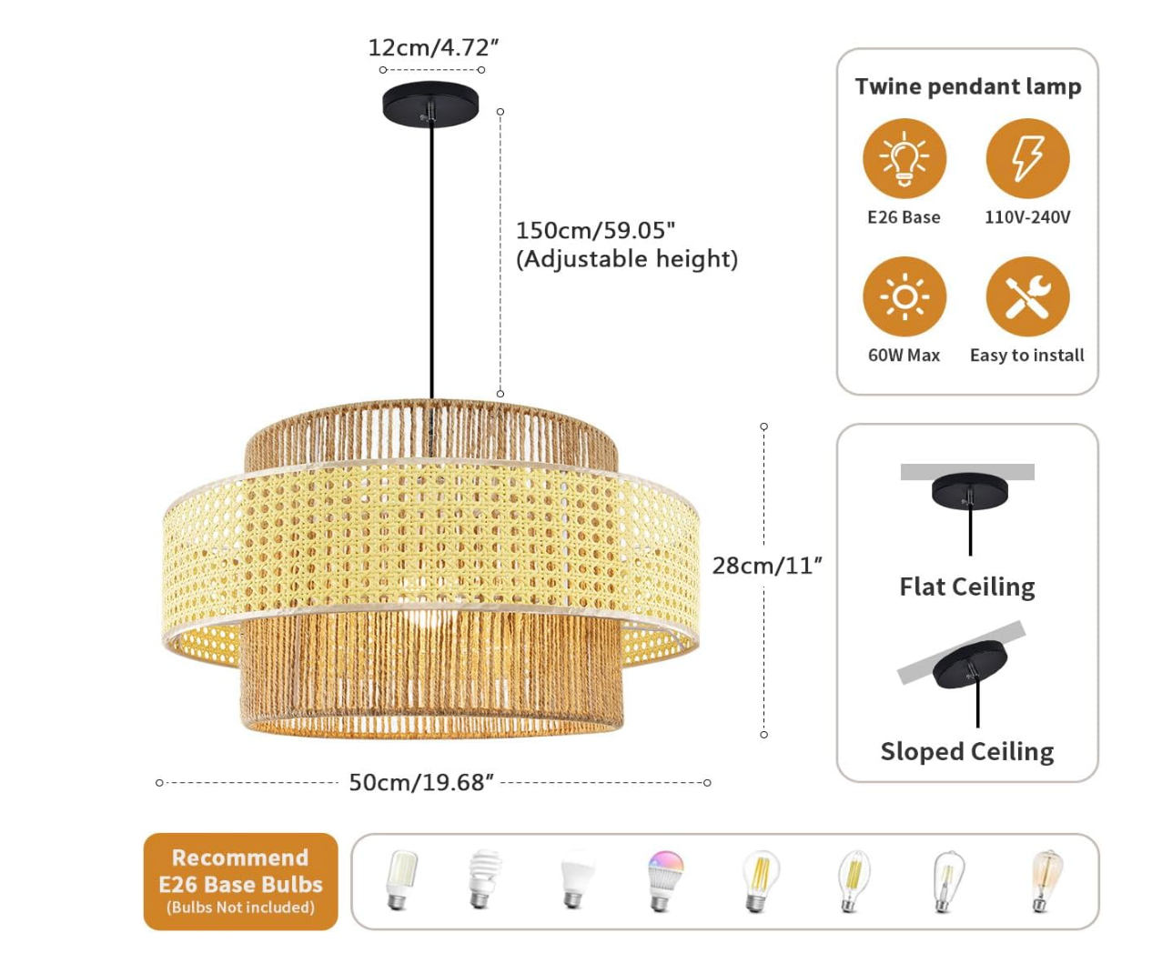 Handwoven 20" woven rattan chandelier 🌻