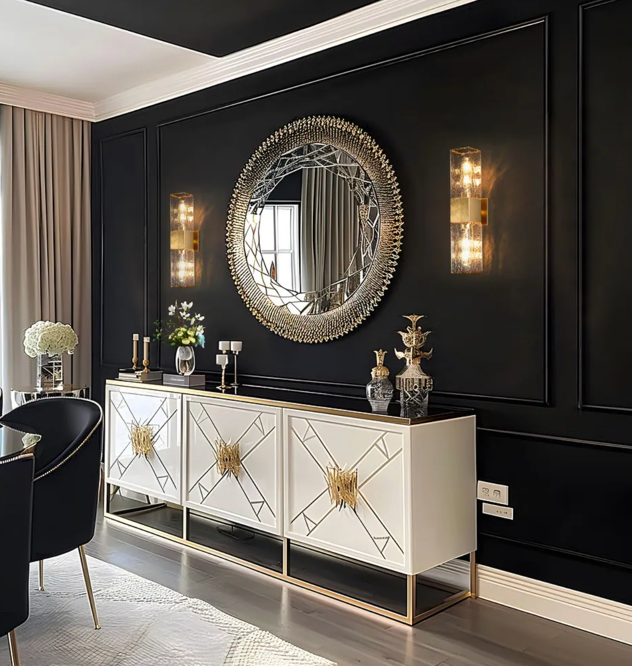 Modern luxury gold foil sconce w/ art glass 💫