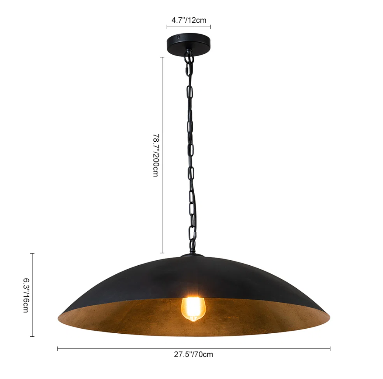 Black 1 - Light wide dome pendant 💫
