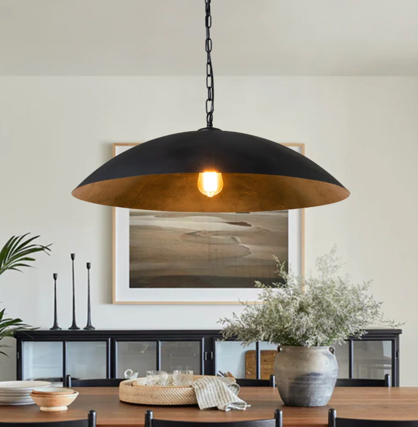 Black 1 - Light wide dome pendant 💫