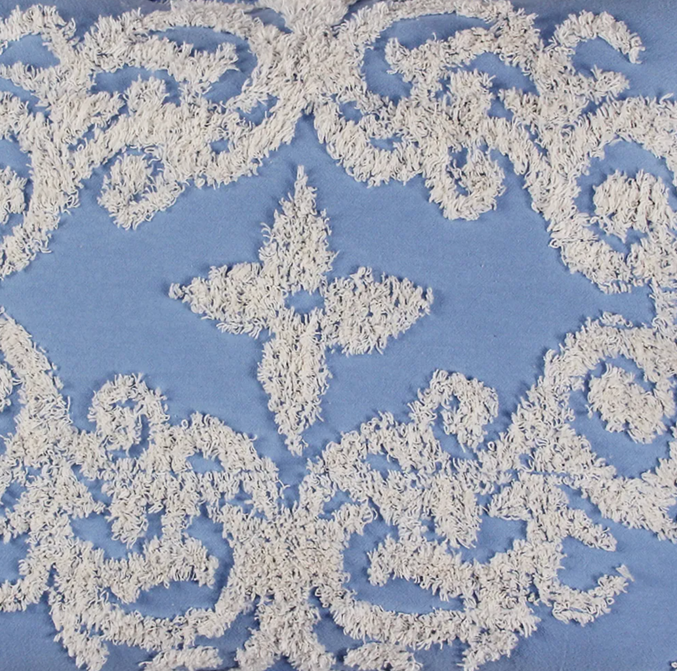 Blue floral medallion Queen cotton bedspread w/ 2 shams ♡