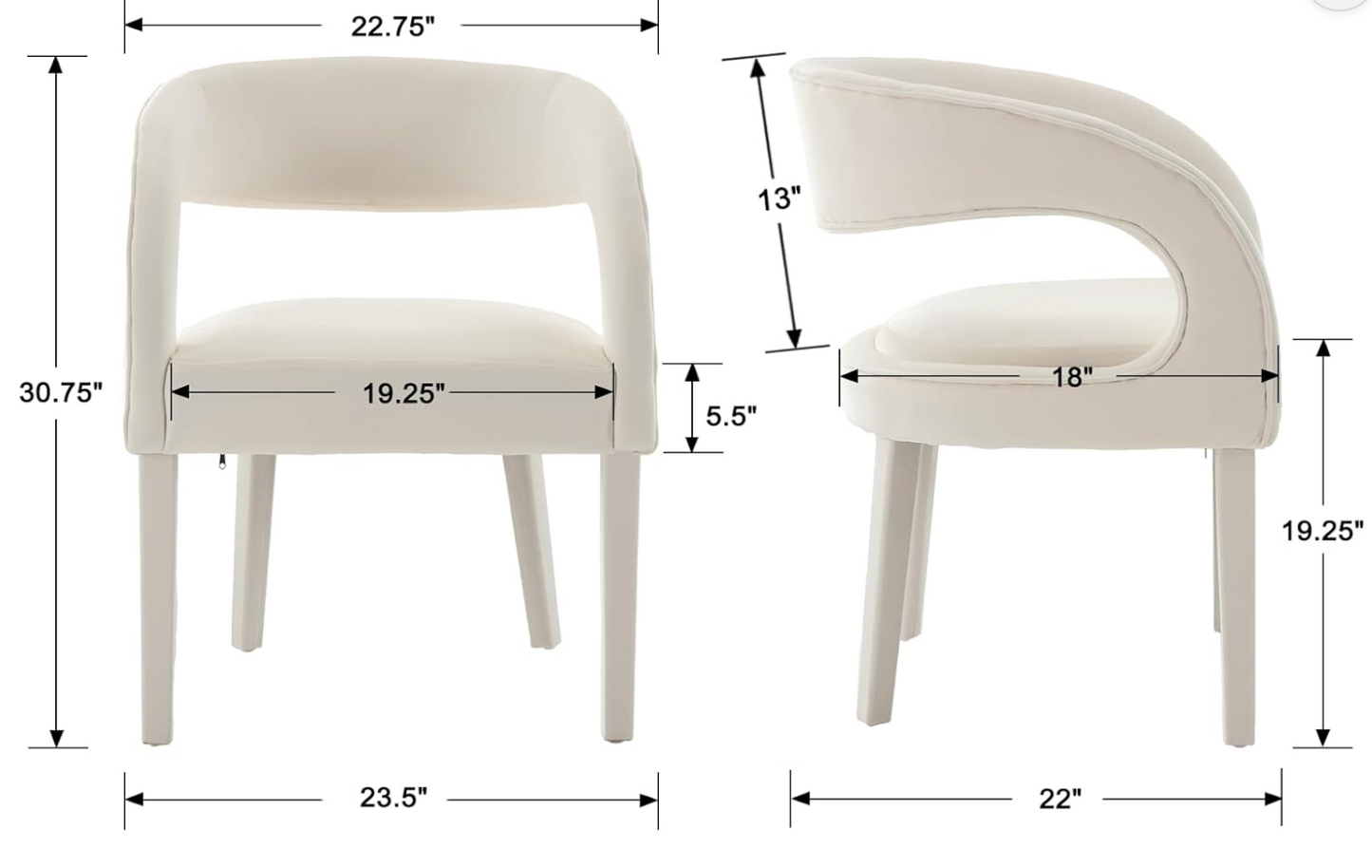 2 modern cream velvet dining chairs🦢