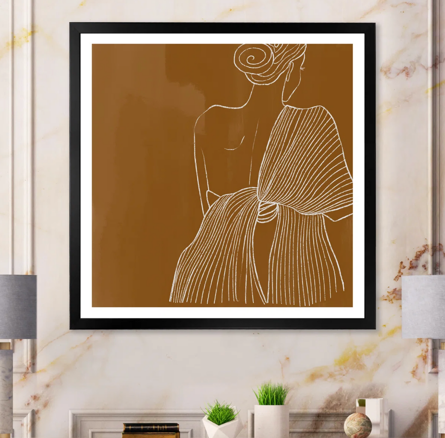 36x36 framed minimalist woman canvas π