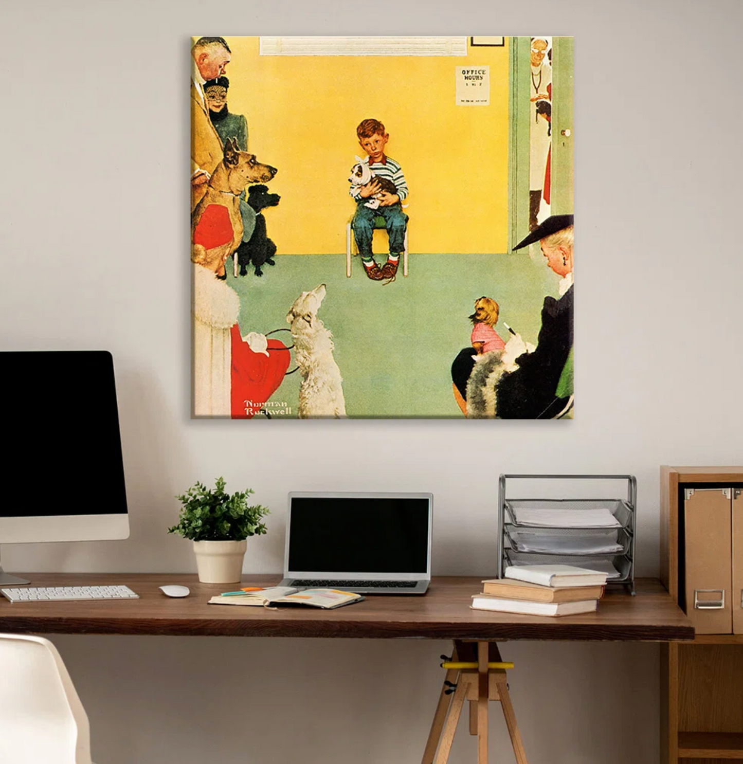 18x18 Norman Rockwell veterinarian painting on canvas ๐ถ๐พ