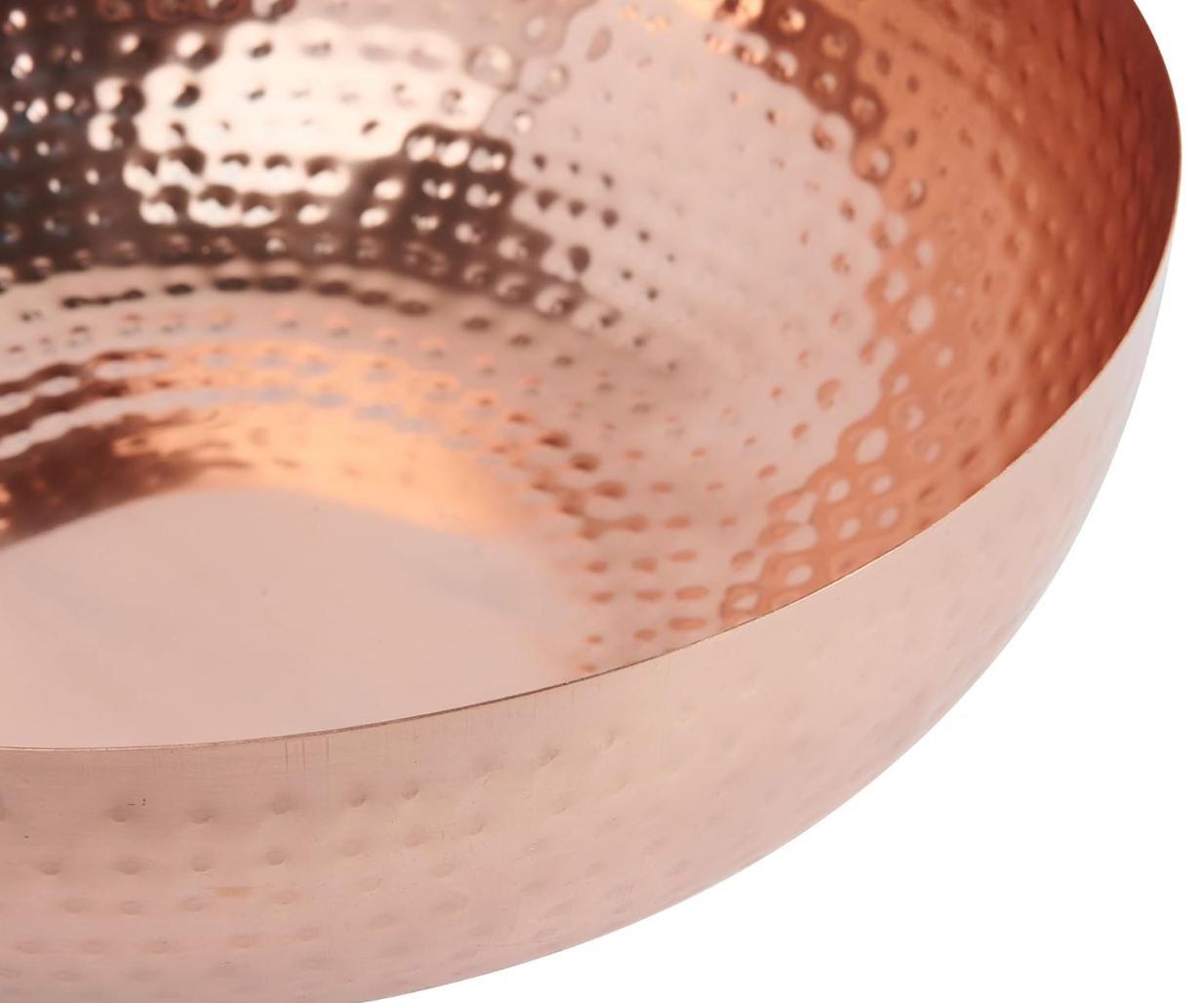 Round hammered copper finish metal bowl 🥣