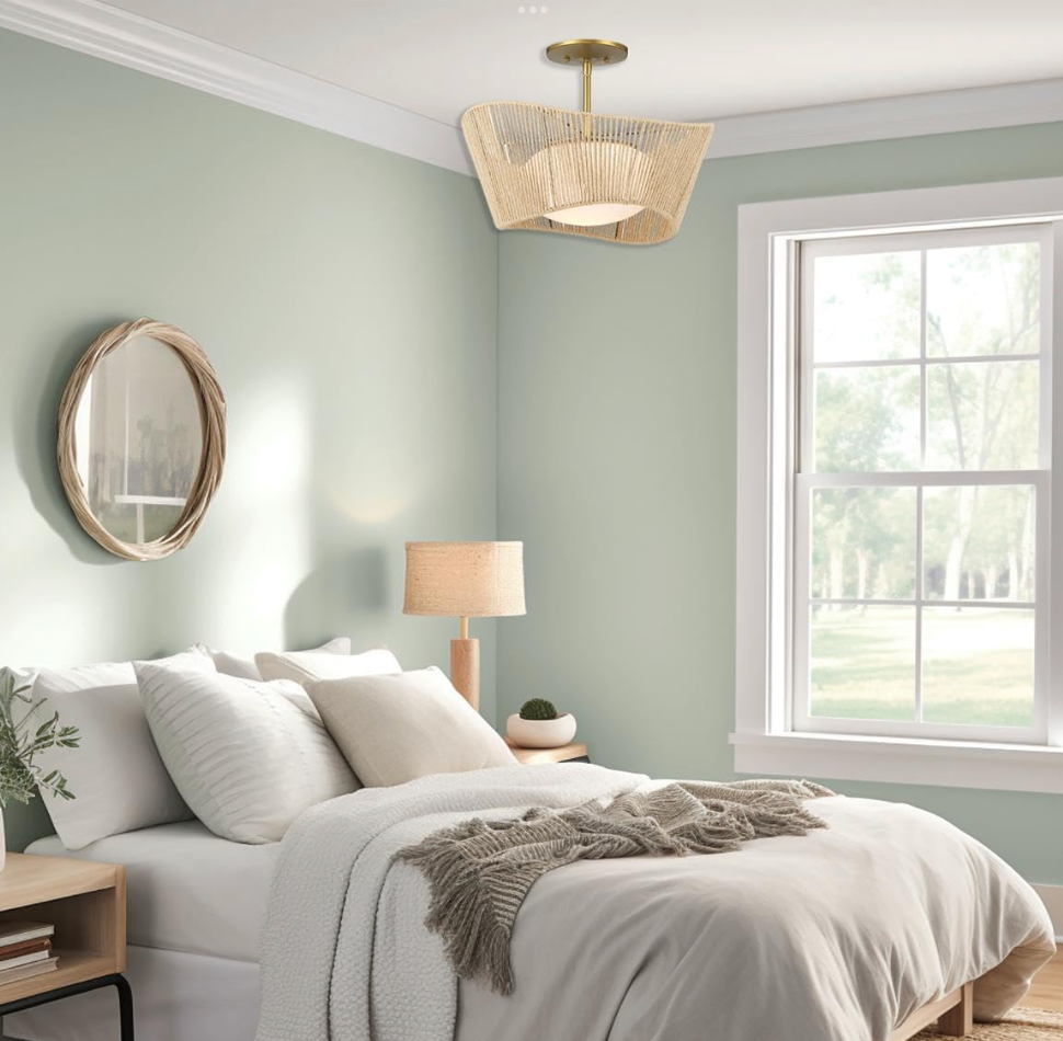 Rattan 1 Light Semi-Flush Mount chandelier 💡