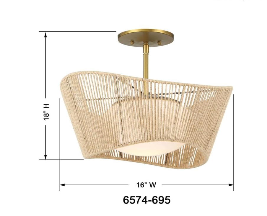 Rattan 1 Light Semi-Flush Mount chandelier 💡