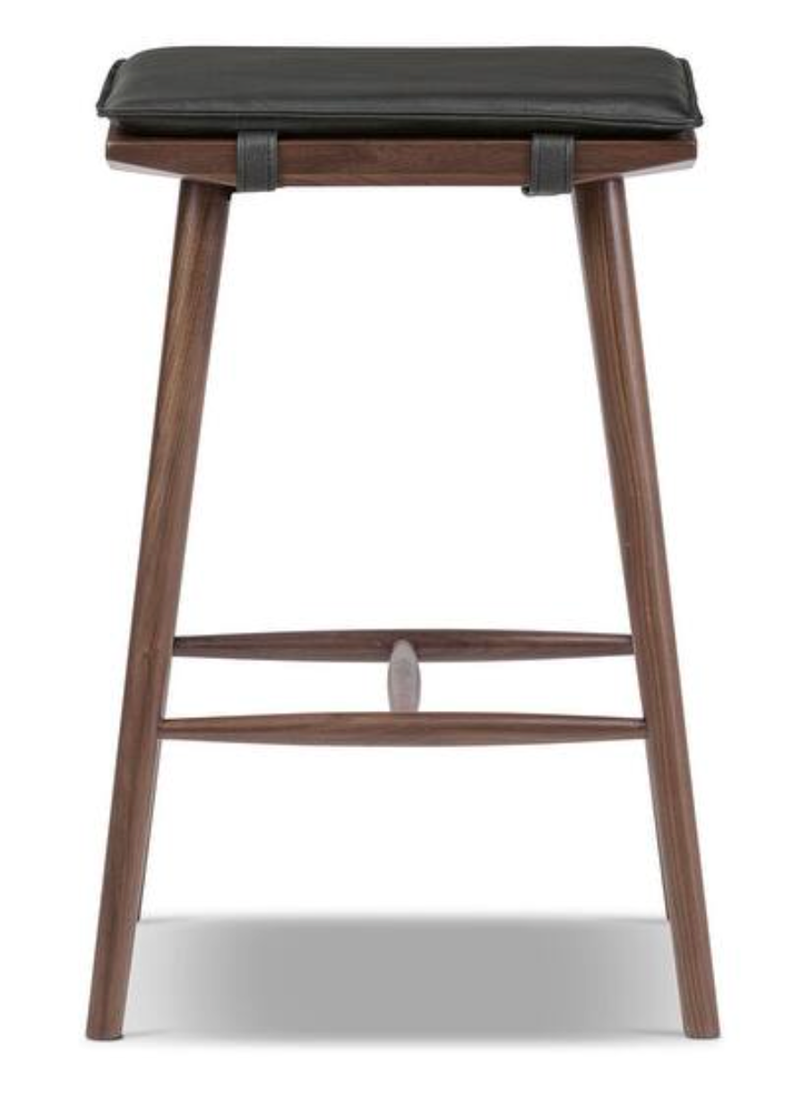 Black Leather & Walnut 26" counterheight barstool🥂