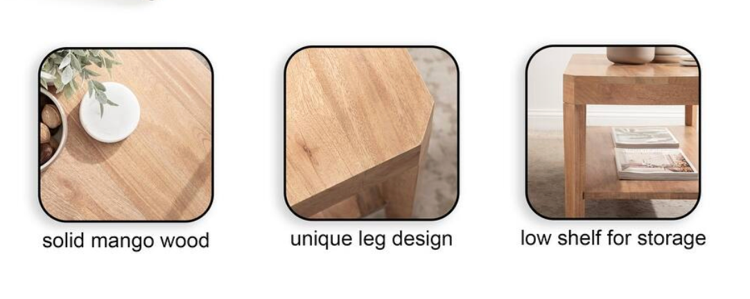 Modern natural mango wood coffee table☕