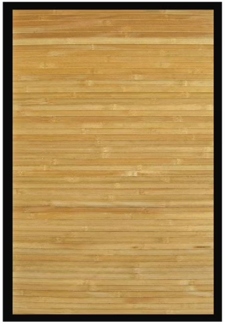 6x9 contemporary bamboo rug w/ black linen border 🖤