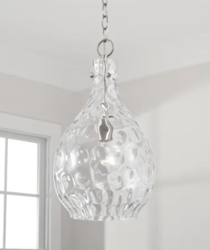 10" wide glass & nickel pendant light 💡