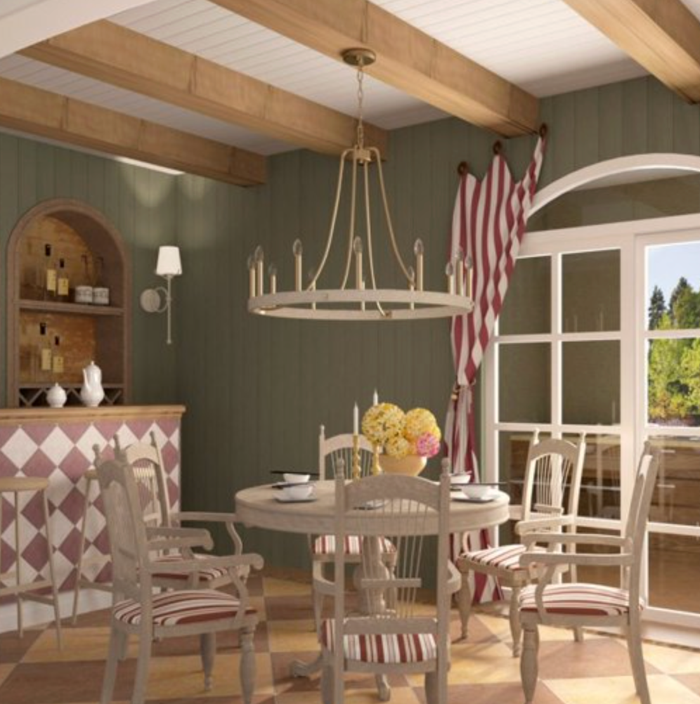 12-light farmhouse modern 34" wagon wheel chandelier 🕯️