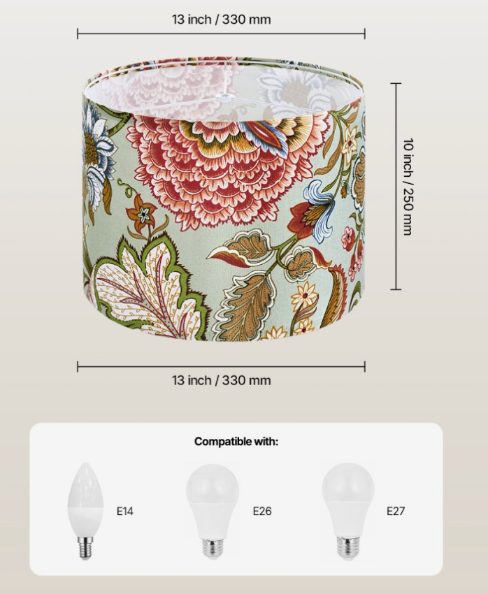 Floral 13" round lamp shade 🌸