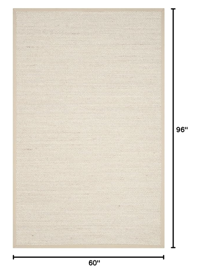 5x8 marble & linen sisal woven rug w/ cotton border 🌻