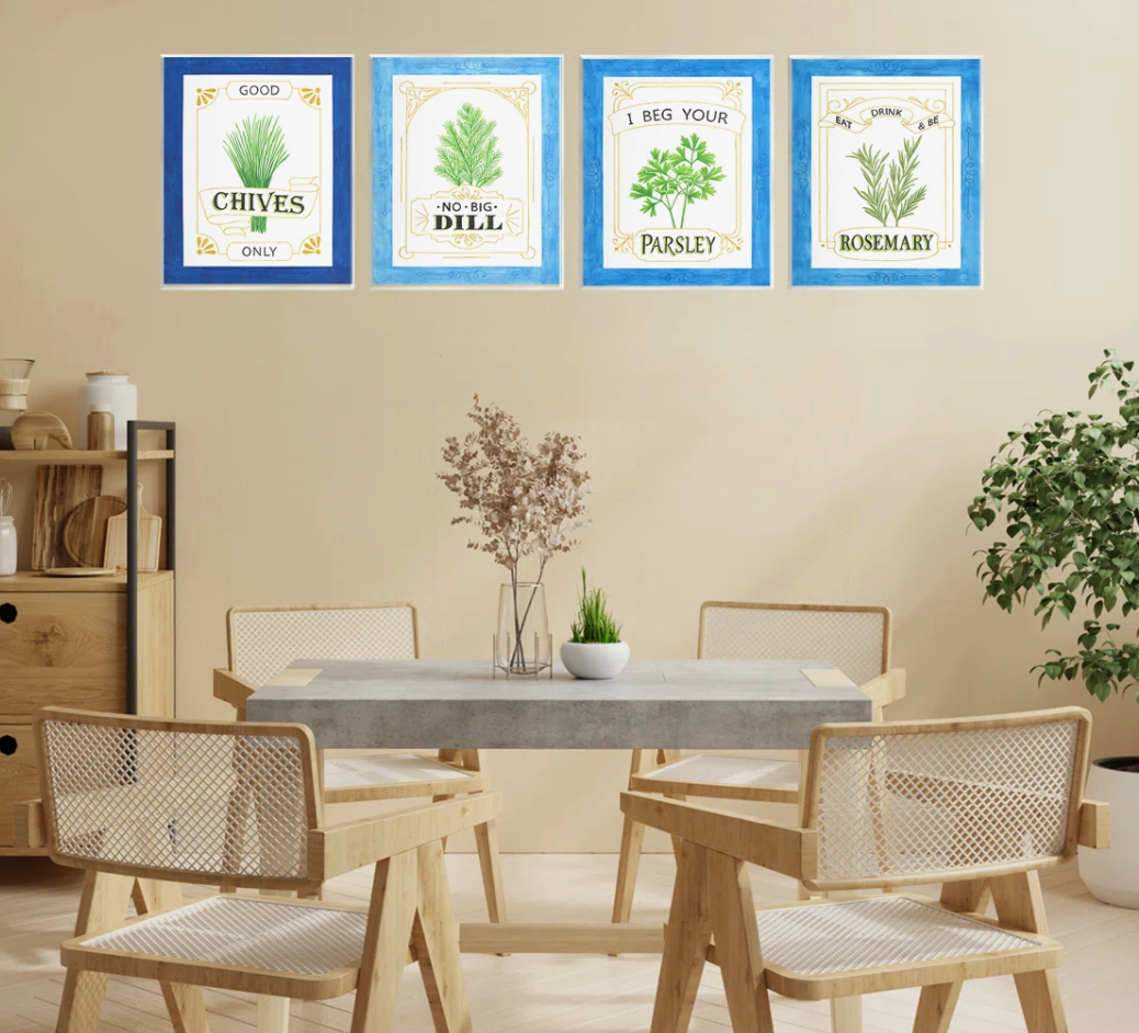 Kitchen herb puns wall art 🌱